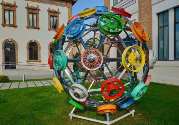 Sculpture with Rims at the Malaga Automobile Museum