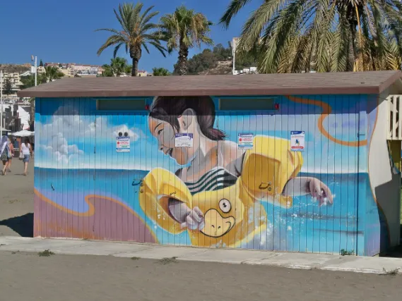 Graffiti on toilet building in Pedregalejo Beach 04
